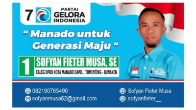 Calon Legislatif DPRD Kota Manado Sofyan Fieter Musa SE: Siap Membawa Aspirasi Ekosistem Era Digitalisasi Bagi Kaum Milenial Berprestasi