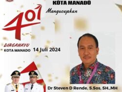 Ucapan Dirgahayu Kota Manado Ke 401 Tahun Dari Kepala Badan Pendapatan Daerah Kota Manado Dr Steven D Rende, S,Sos, SH., MH