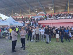 Ratusan Personil gabungan Polri dan TNI amankan Final sepak bola Youth Kampis Cup di stadion dua sudara Bitung