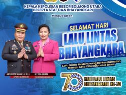 Kapolres Bolmong Utara dan Ketua Bhayangkari Ucapkan Selamat Hari Lalu Lintas Bhayangkara ke-70