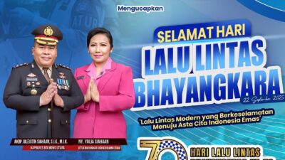 Kapolres Bolmong Utara dan Ketua Bhayangkari Ucapkan Selamat Hari Lalu Lintas Bhayangkara ke-70