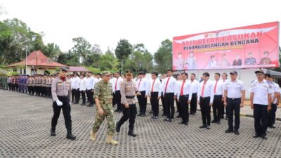 Bupati Ronald Kandoli Pimpin Apel Gelar Pasukan Penanggulangan Bencana di Minahasa Tenggara